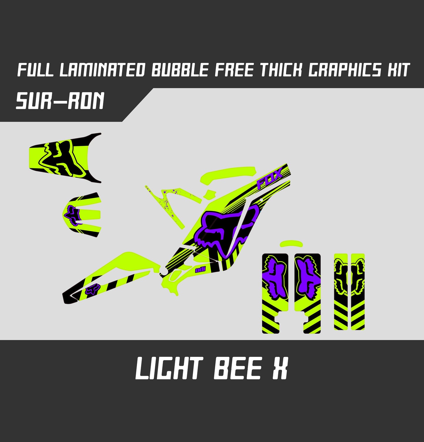 Sur Ron Light Bee X Graphics Kit - Fluo Yellow Purple Fox