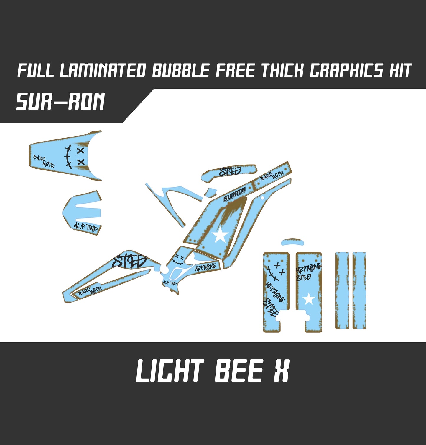 Sur Ron Light Bee X Graphics Kit - Blue Damaged Rat Style