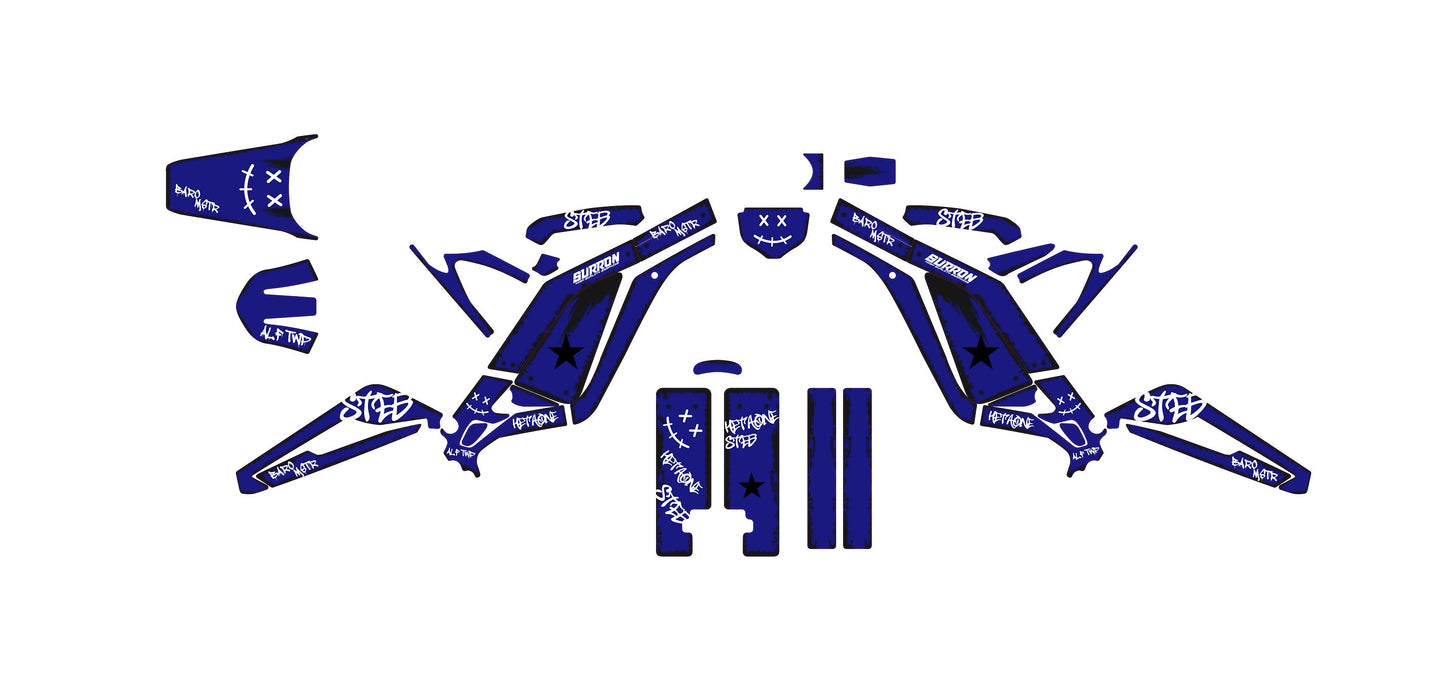 Sur Ron Light Bee X Graphics Kit - Blue Damaged Rat Style
