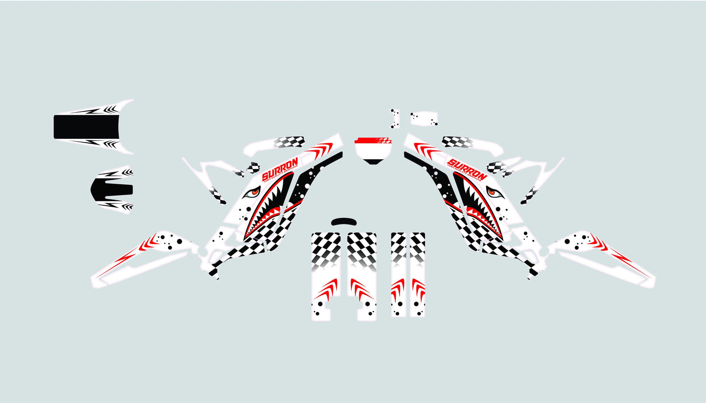 Sur Ron Light Bee X Graphics Kit - Black White Shark