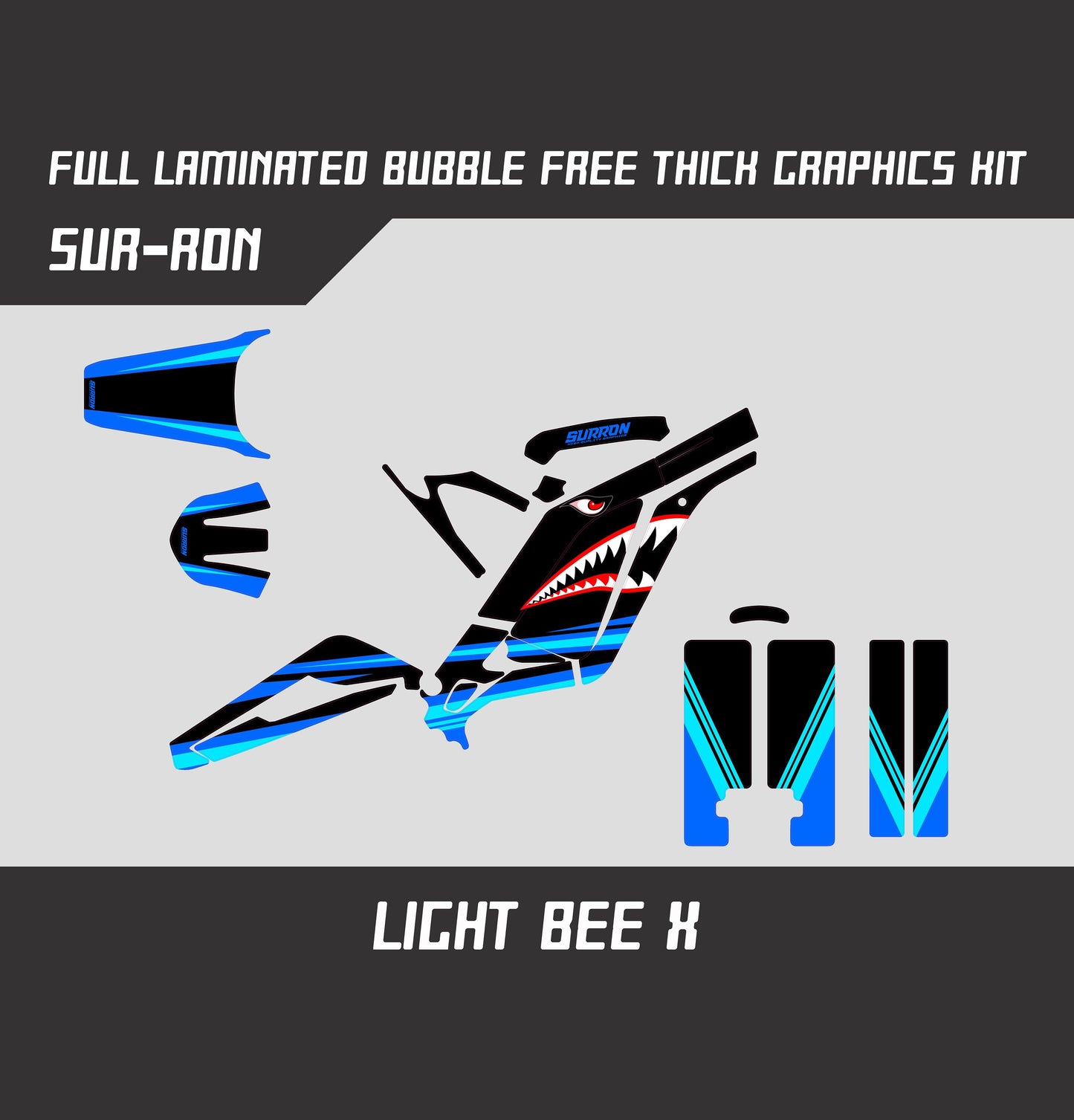 Sur Ron Light Bee X Graphics Kit - Black Blue Shark