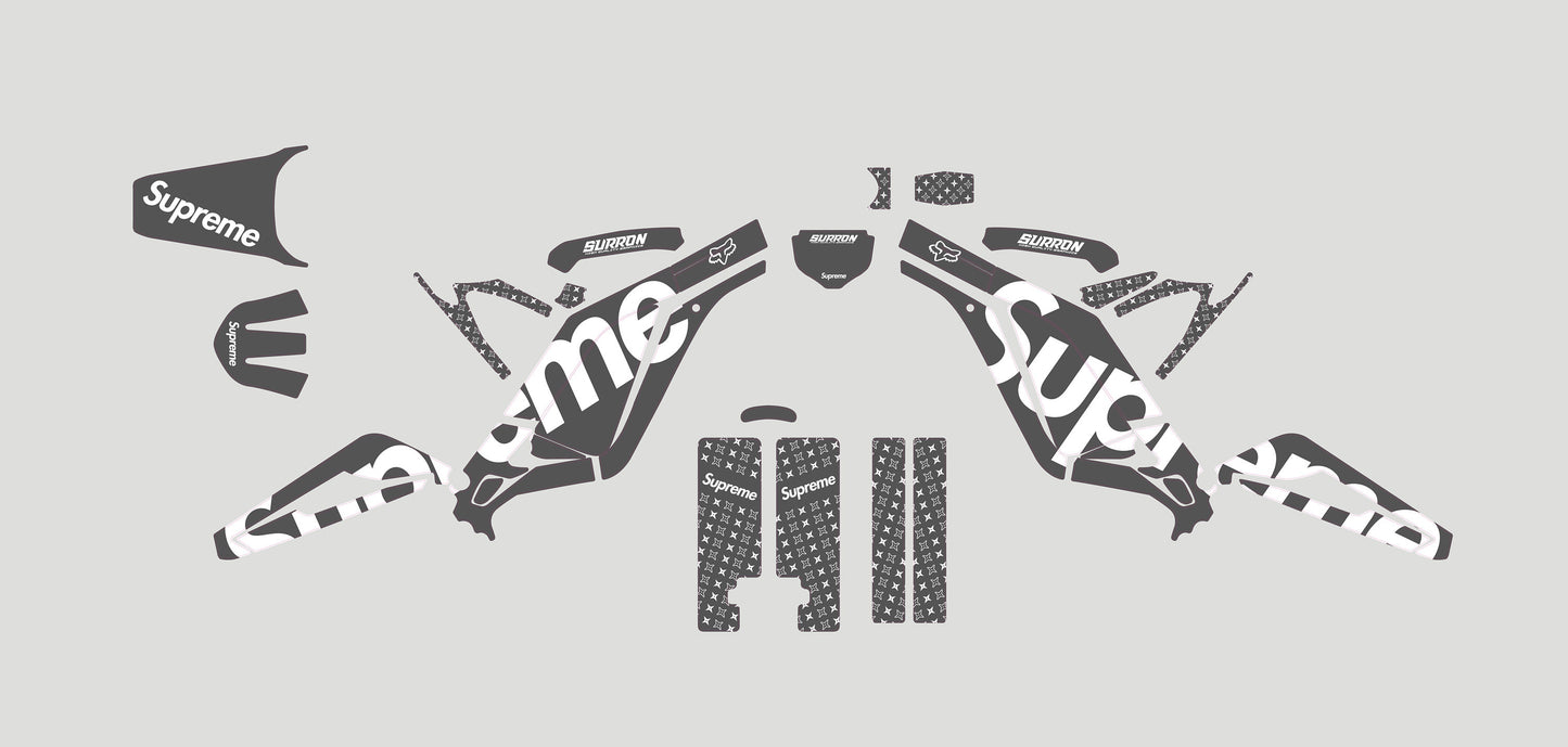 Sur Ron Light Bee X Graphics Kit - Supreme Gray White
