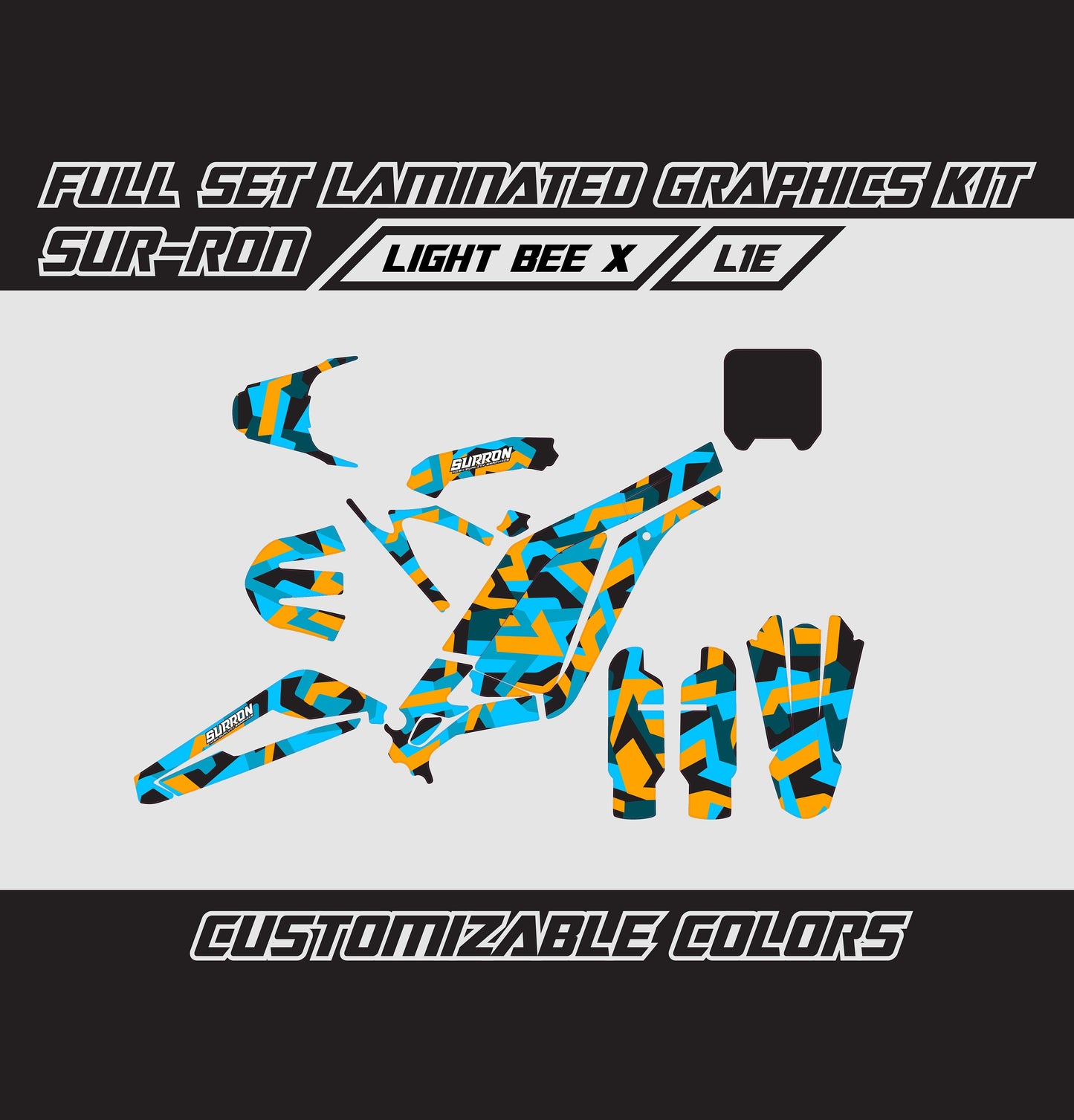 Sur Ron Light Bee X Graphics Kit - Orange Blue Camo Pattern