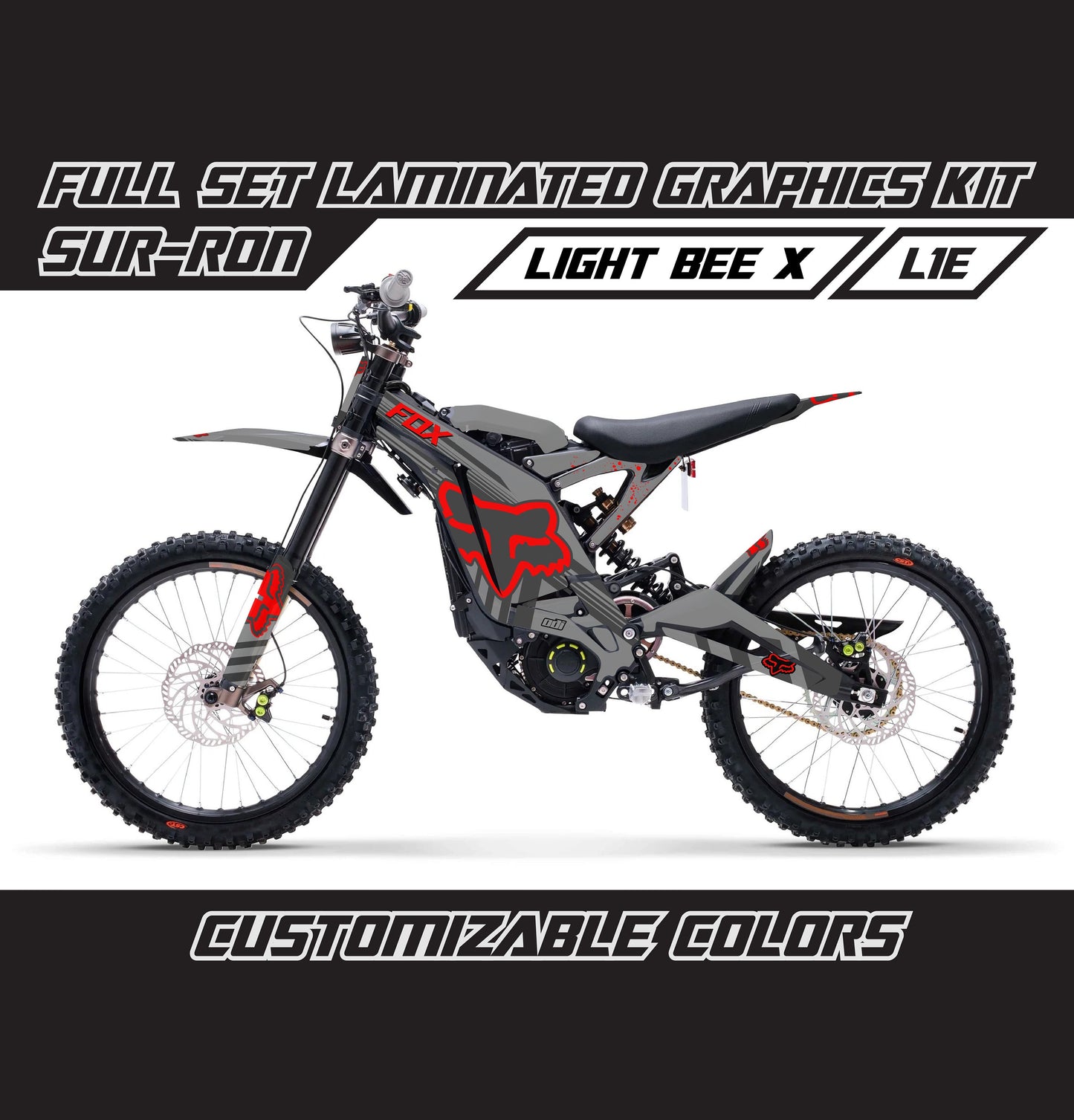 Sur Ron Light Bee X Graphics Kit - Red Gray Fox