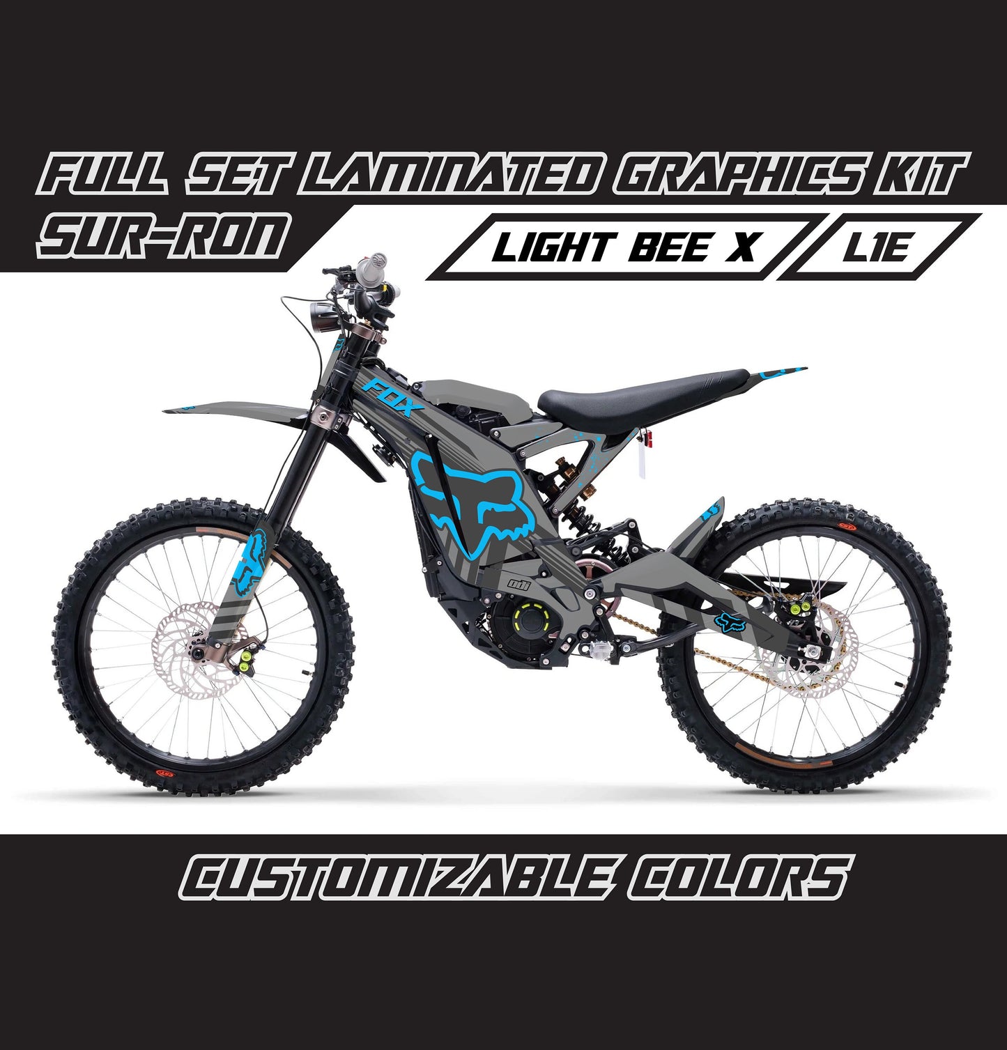 Sur Ron Light Bee X Graphics Kit - Sky Blue Gray Fox