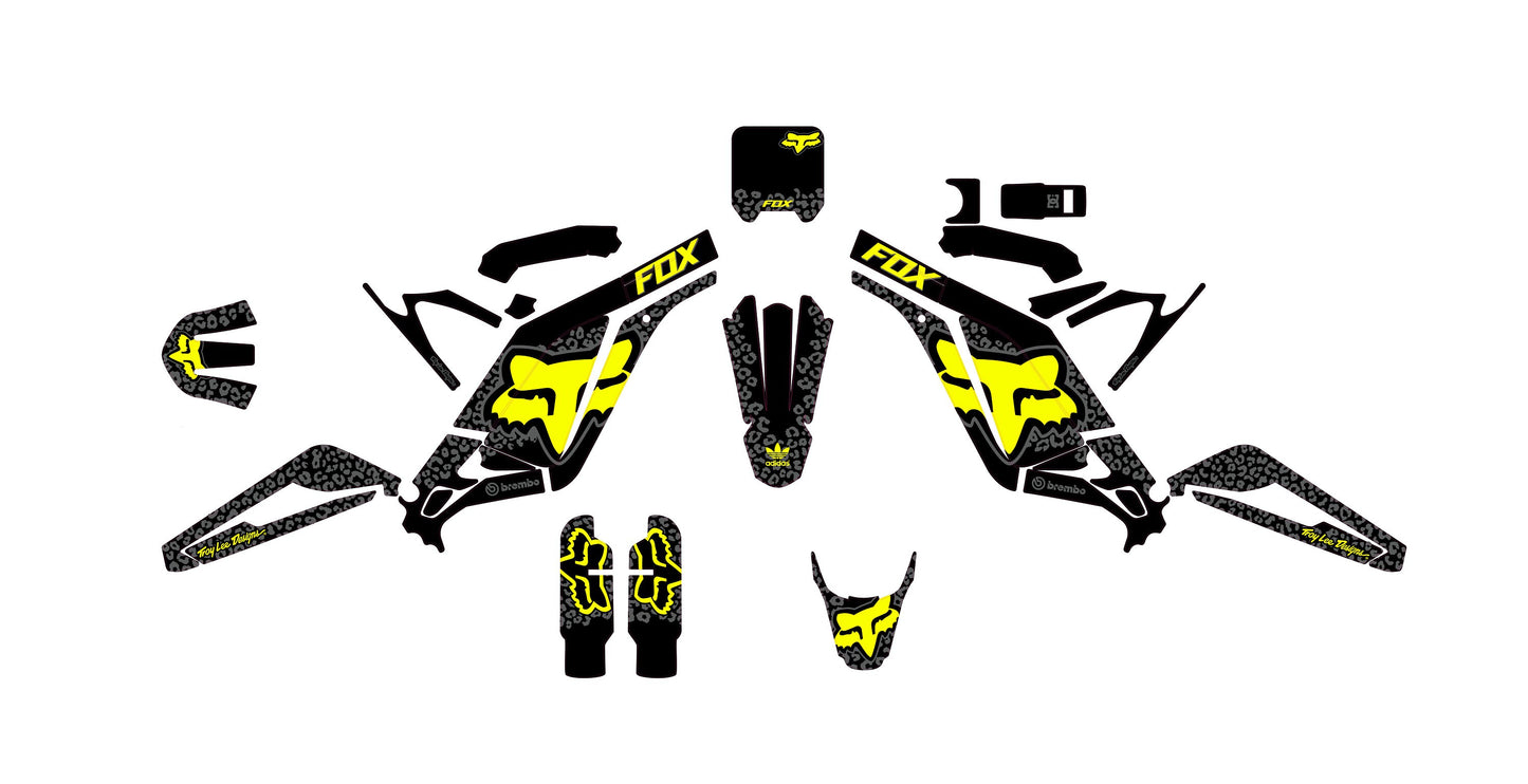 Sur Ron Light Bee X Graphics Kit - Black Yellow Cheetah Fox