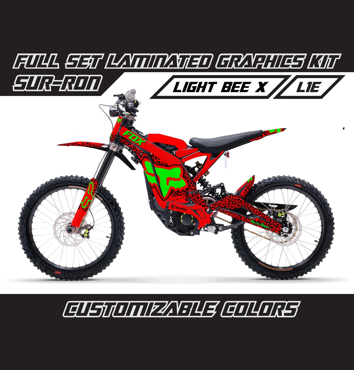 Sur Ron Light Bee X Graphics Kit - Red Green Cheetah Fox