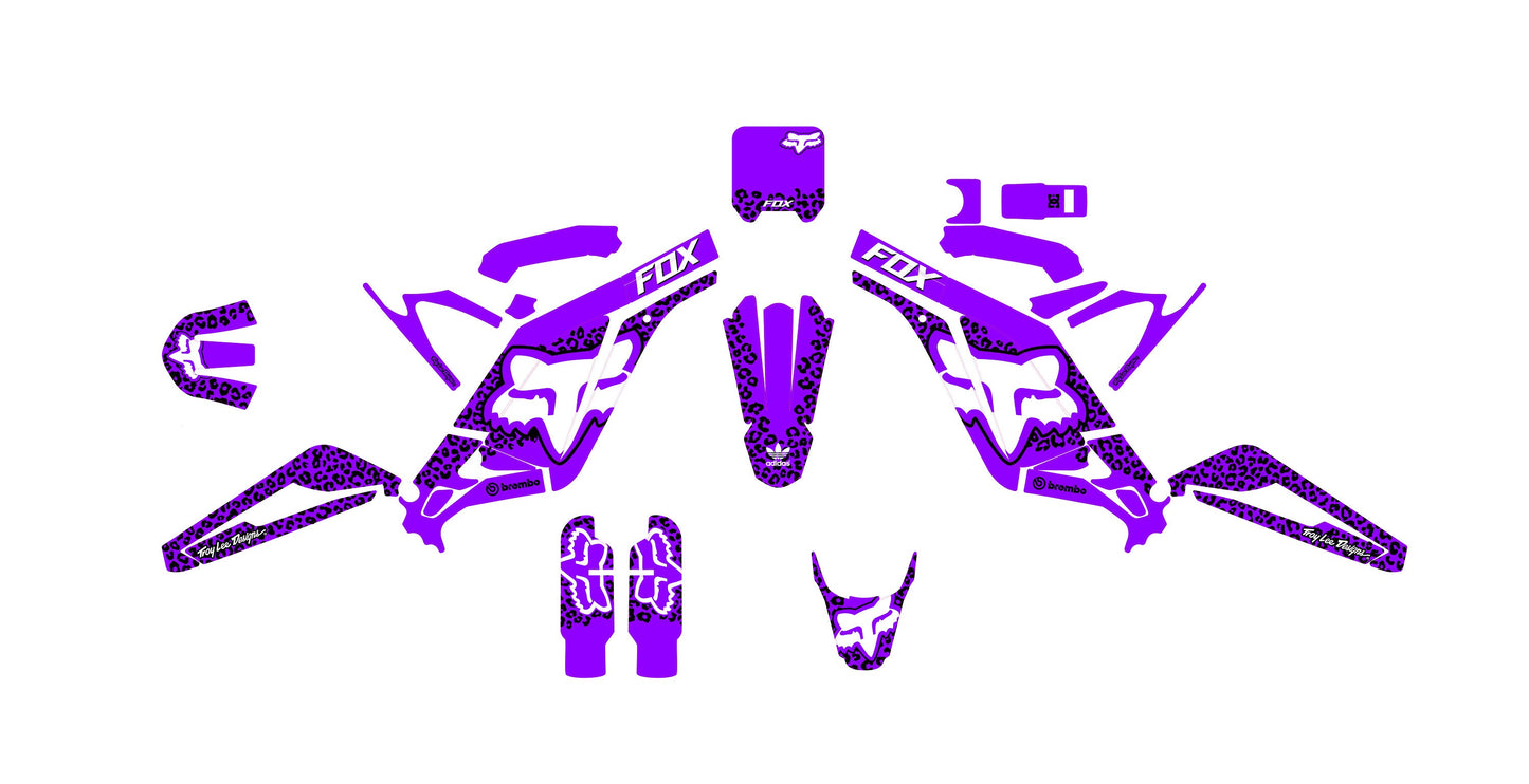 Sur Ron Light Bee X Graphics Kit - Violet White Cheetah Fox