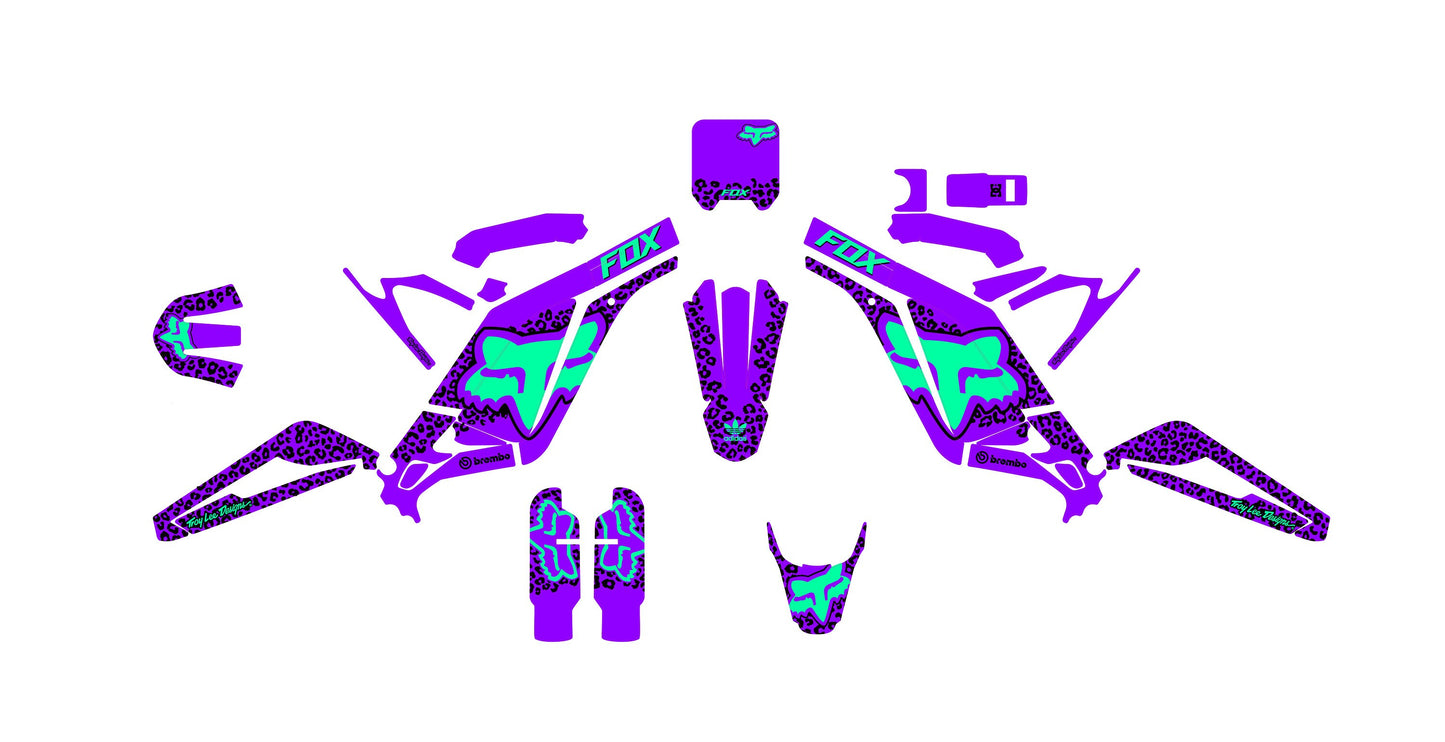 Sur Ron Light Bee X Graphics Kit - Violet Electric Cheetah Fox