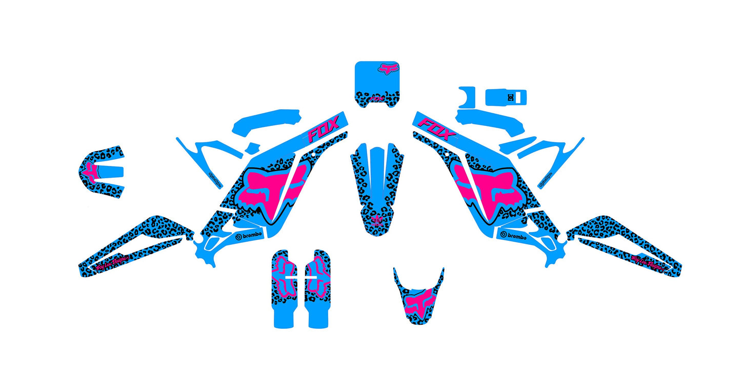Sur Ron Light Bee X Graphics Kit - Blue Pink Cheetah Fox