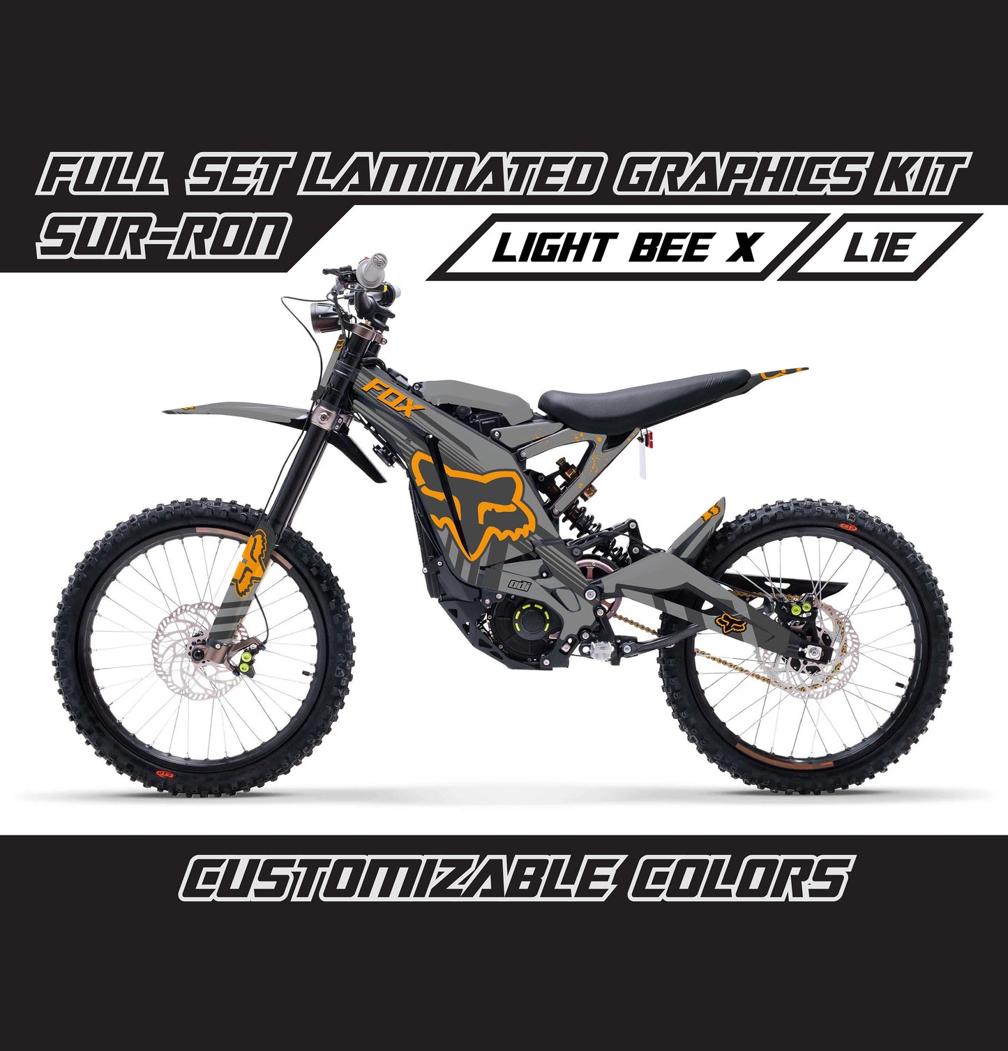 Sur Ron Light Bee X Graphics Kit - Orange Gray Fox