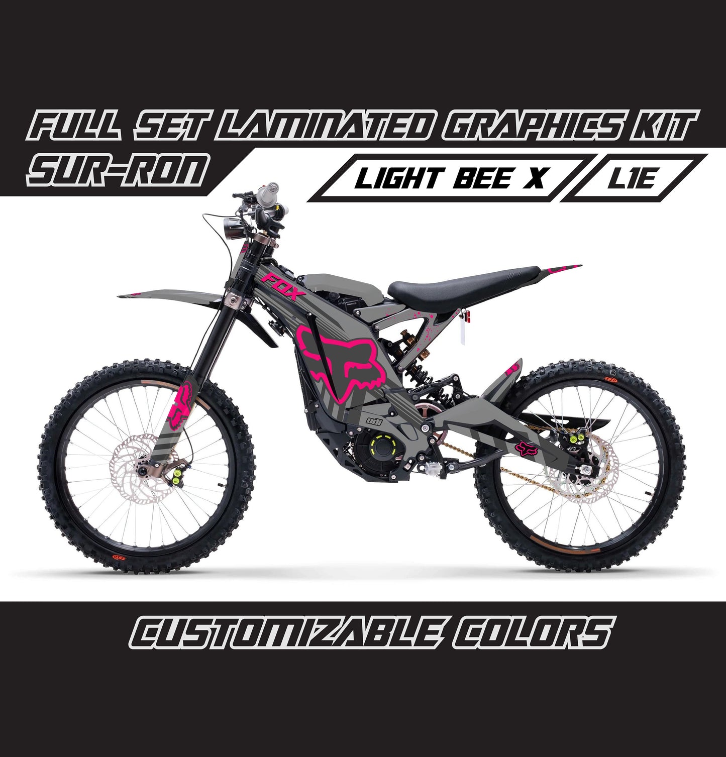 Sur Ron Light Bee X Graphics Kit - Pink Gray Fox