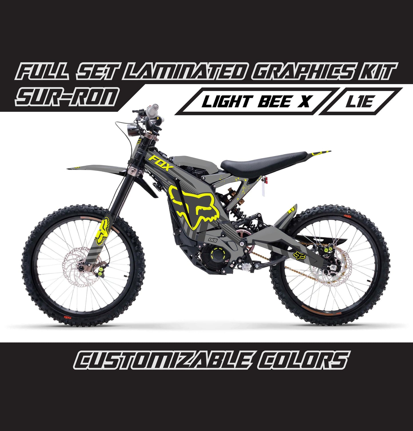 Sur Ron Light Bee X Graphics Kit - Yellow Gray Fox