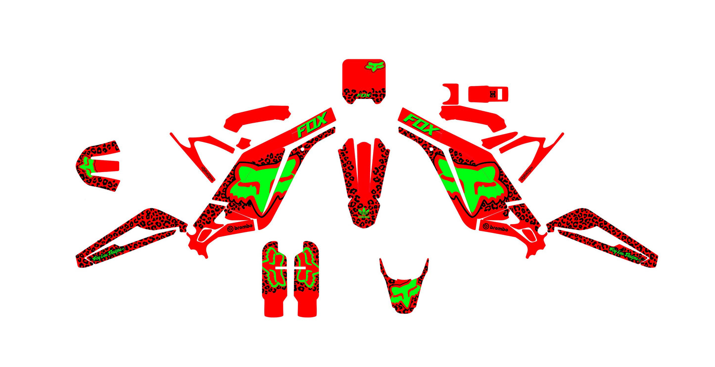 Sur Ron Light Bee X Graphics Kit - Red Green Cheetah Fox