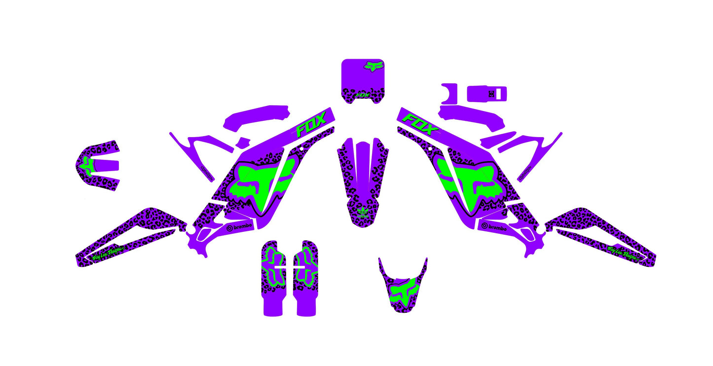 Sur Ron Light Bee X Graphics Kit - Violet Green Cheetah Fox