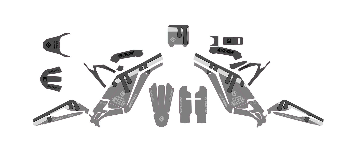 Sur Ron Light Bee X Graphics Kit - Gray Paint Drip
