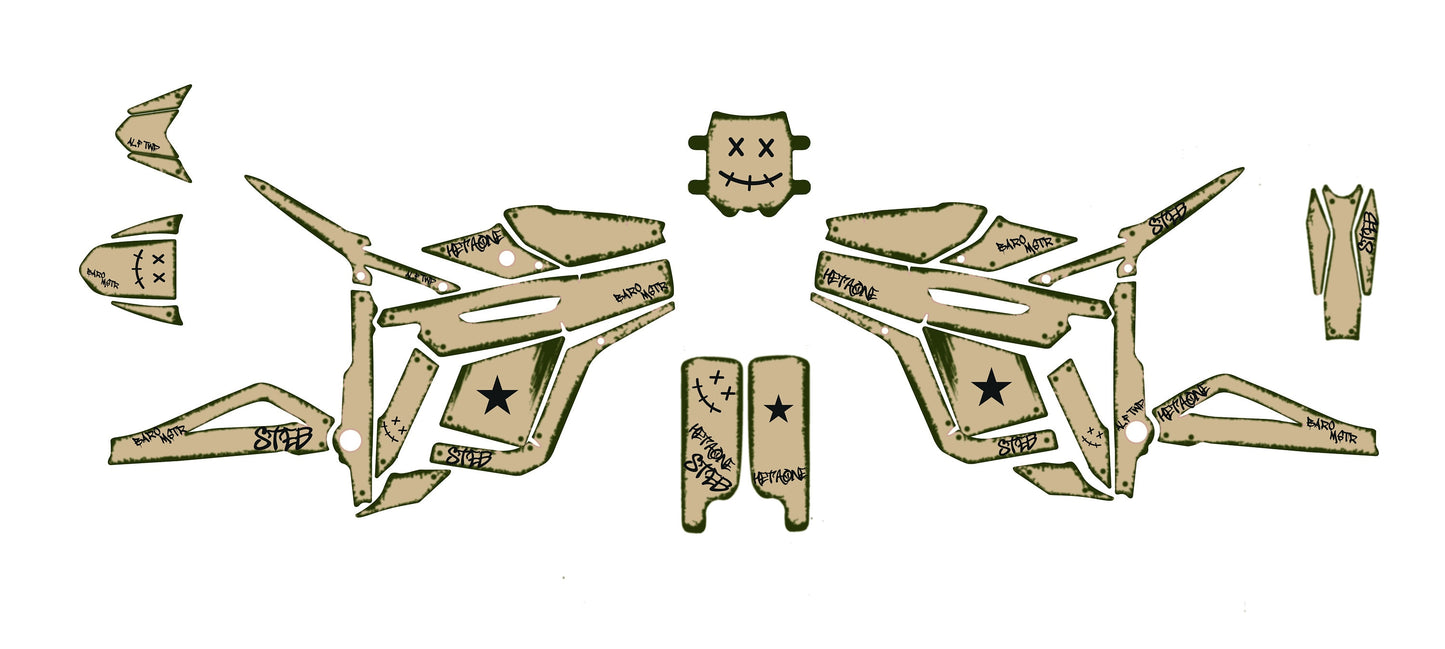 Talaria Sting Graphics Kit - Beige Damaged Rat Style