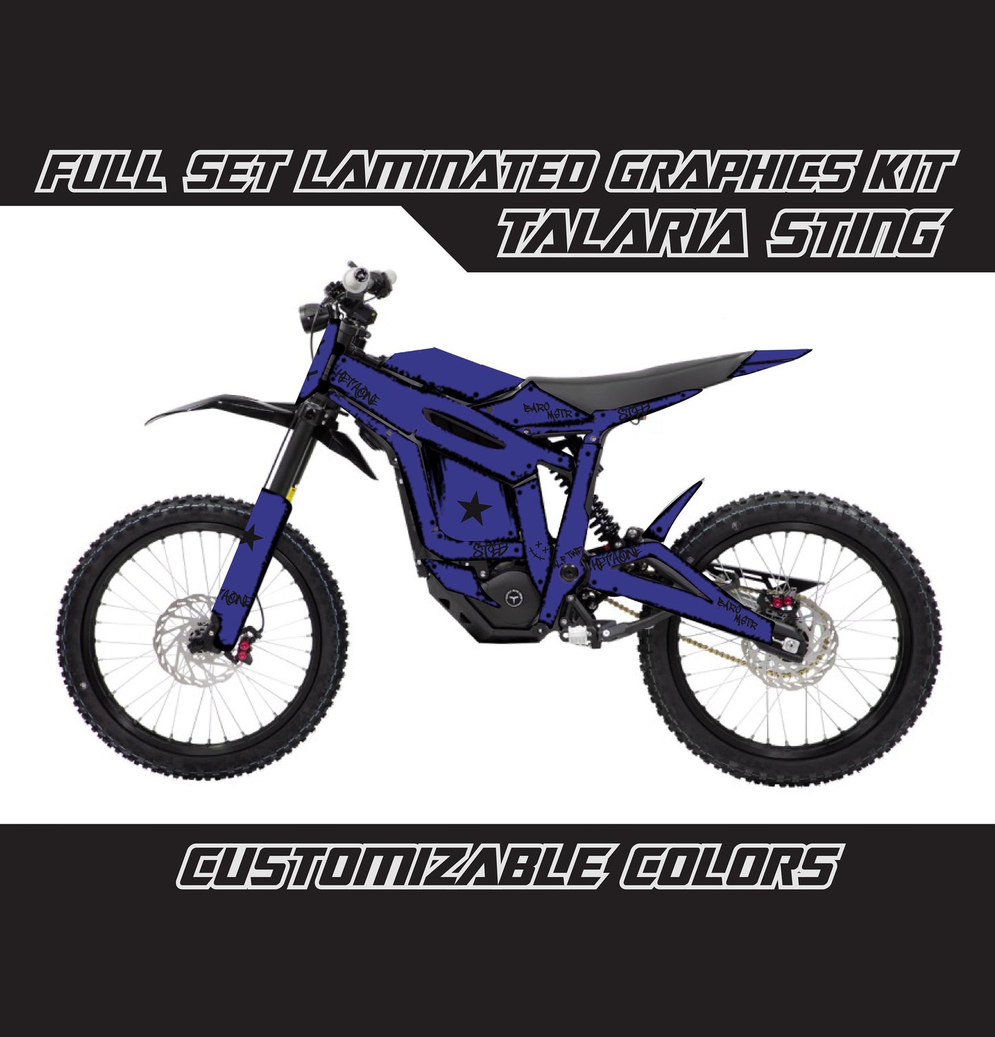 Talaria Sting Graphics Kit - Navy Blue Damaged Rat Style