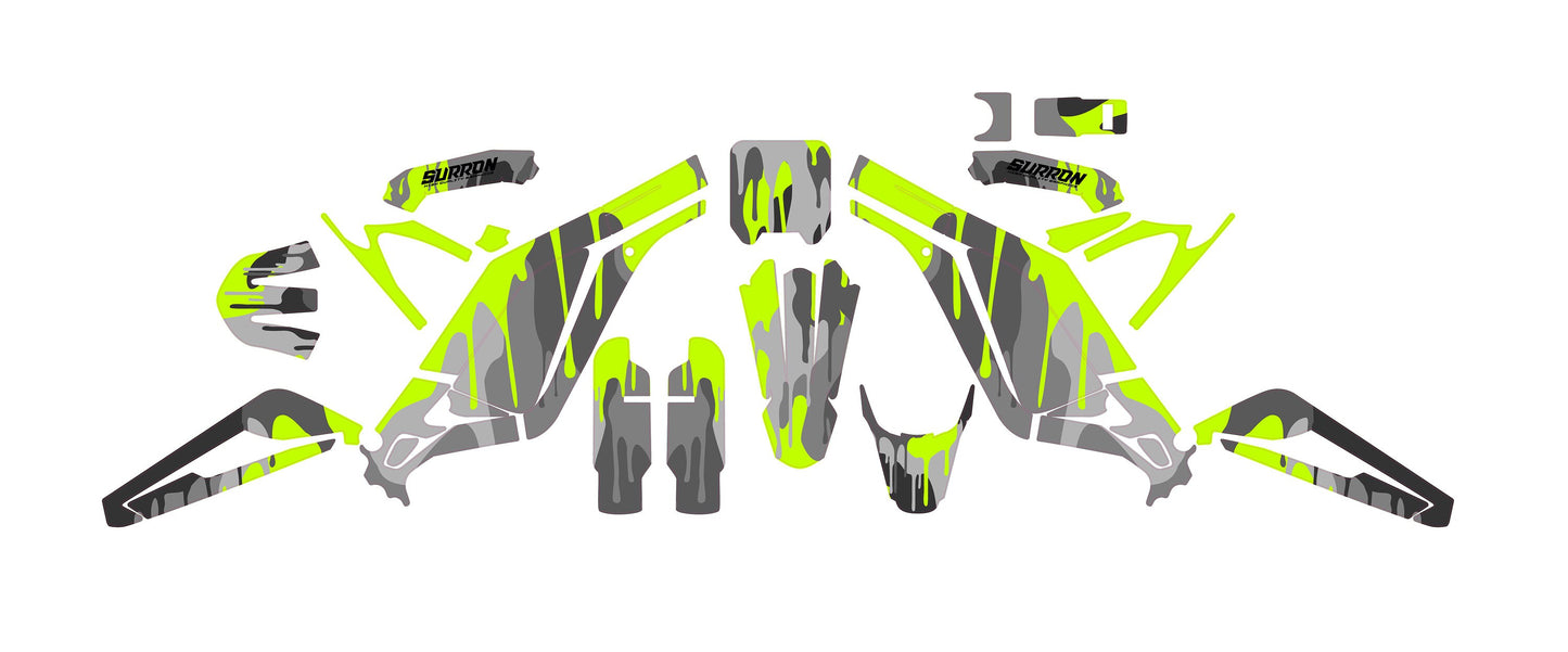 Sur Ron Light Bee X Graphics Kit - Lime Green Gray Camo Drip