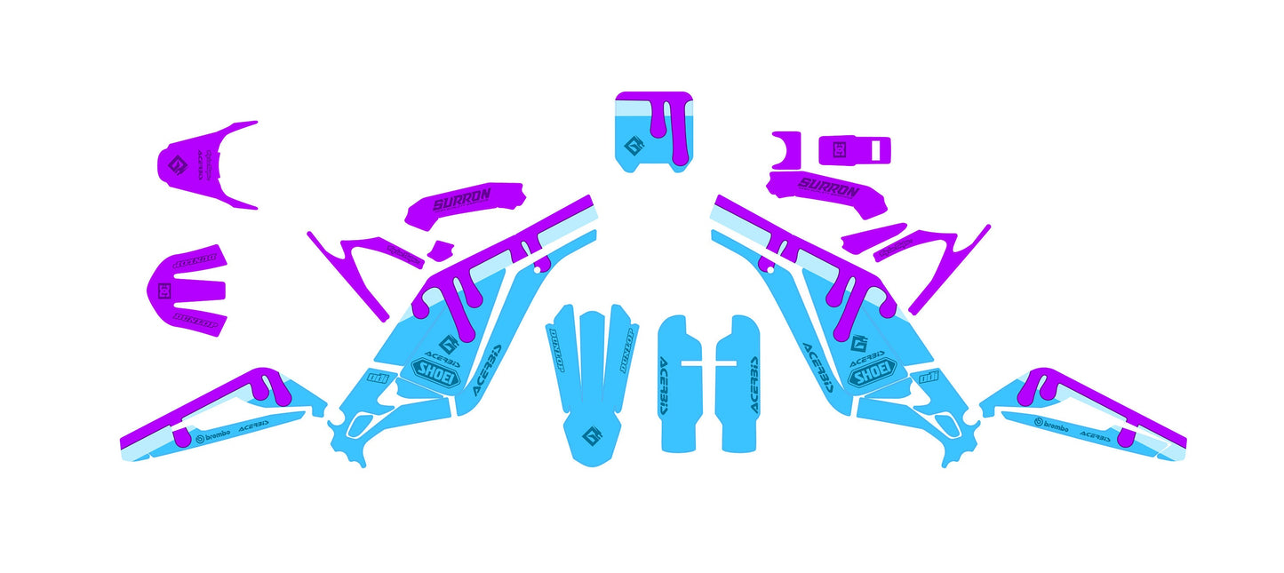 Sur Ron Light Bee X Graphics Kit - Violet Blue Paint Drip