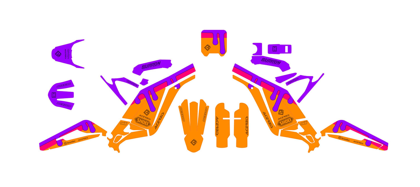 Sur Ron Light Bee X Graphics Kit - Violet Orange Paint Drip