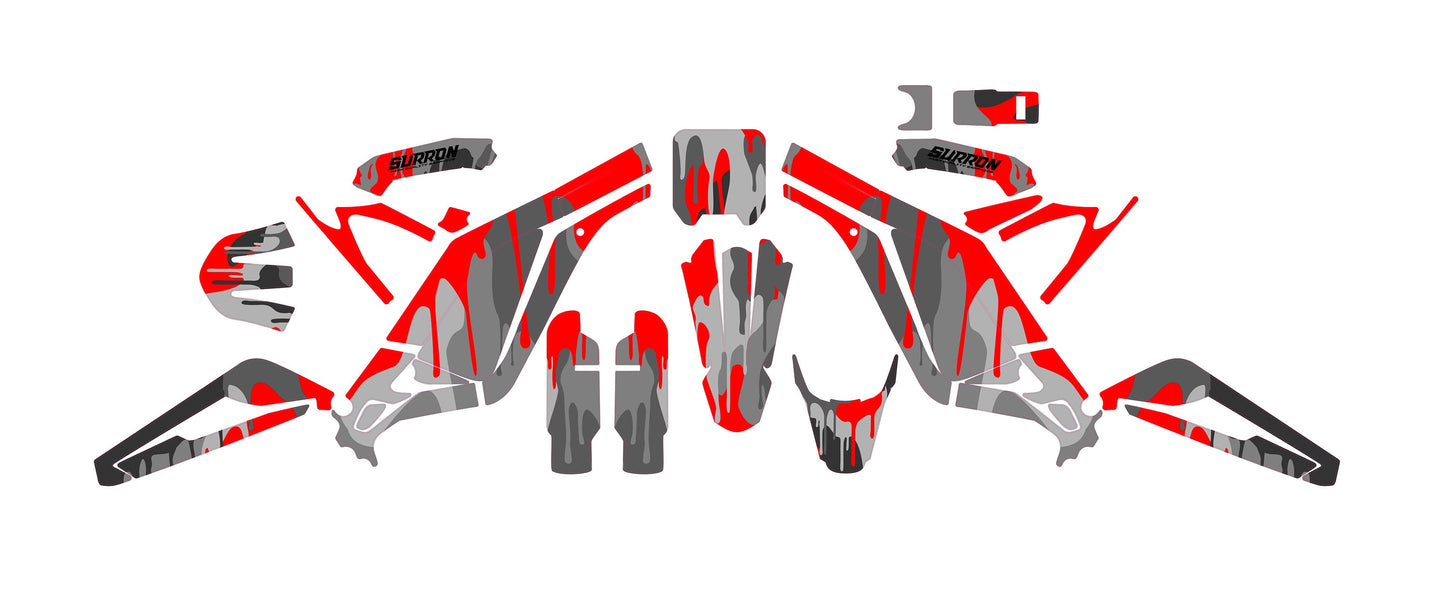 Sur Ron Light Bee X Graphics Kit - Red Gray Camo Drip