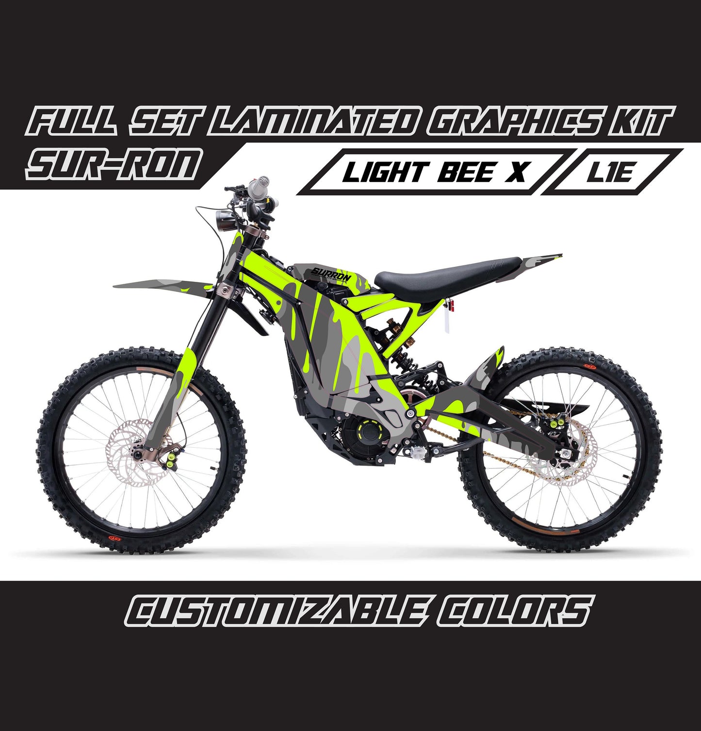 Sur Ron Light Bee X Graphics Kit - Lime Green Gray Camo Drip