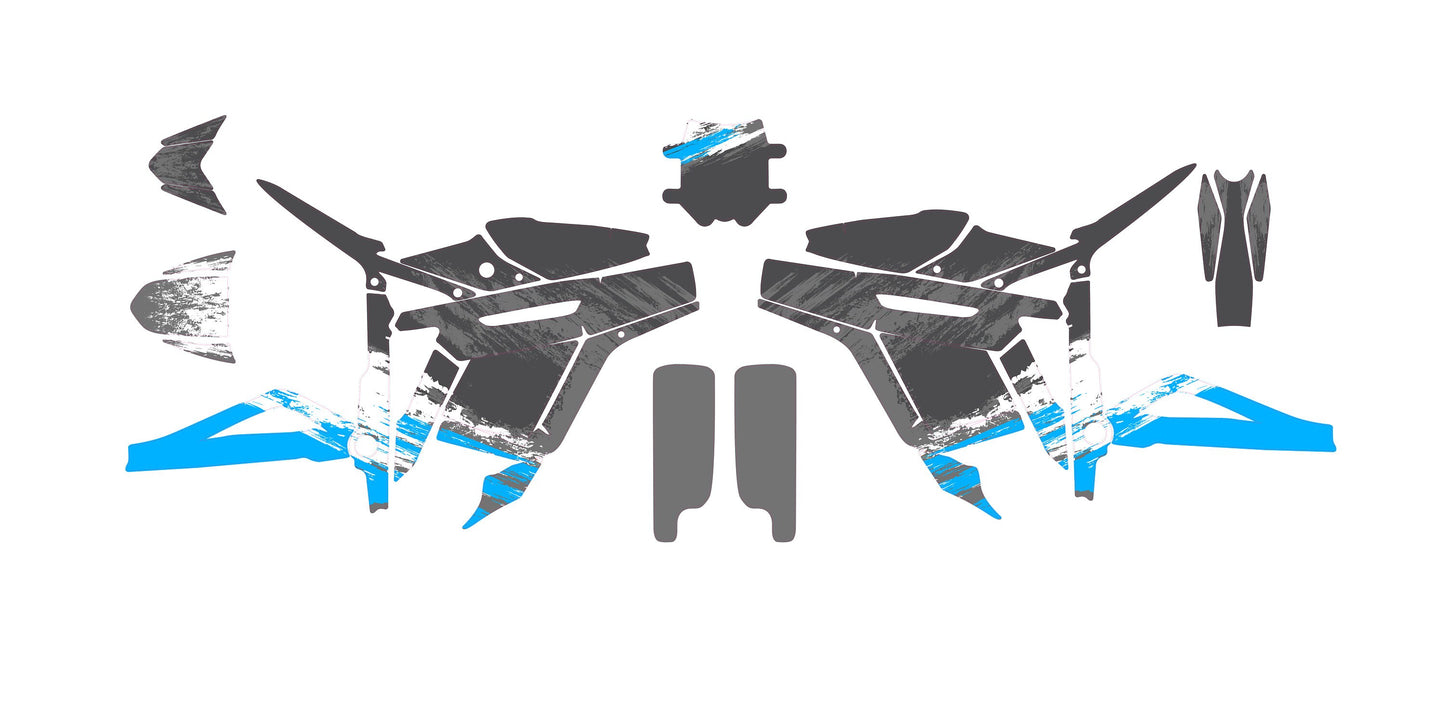 Talaria Sting Graphics Kit - Sky Blue White Brushed