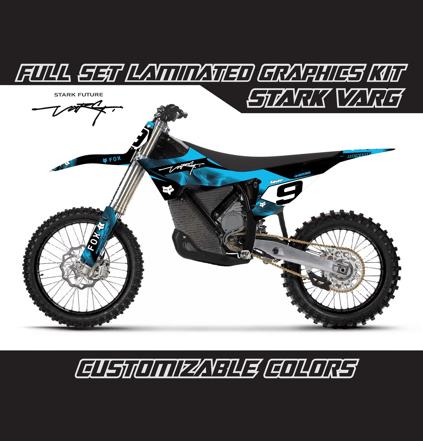 Stark Varg Graphics Kit - Sky Blue Black Lines