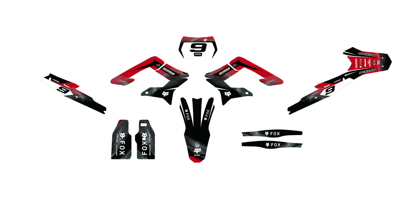 Sur Ron Storm Bee Graphics Kit - Red Gray Lines