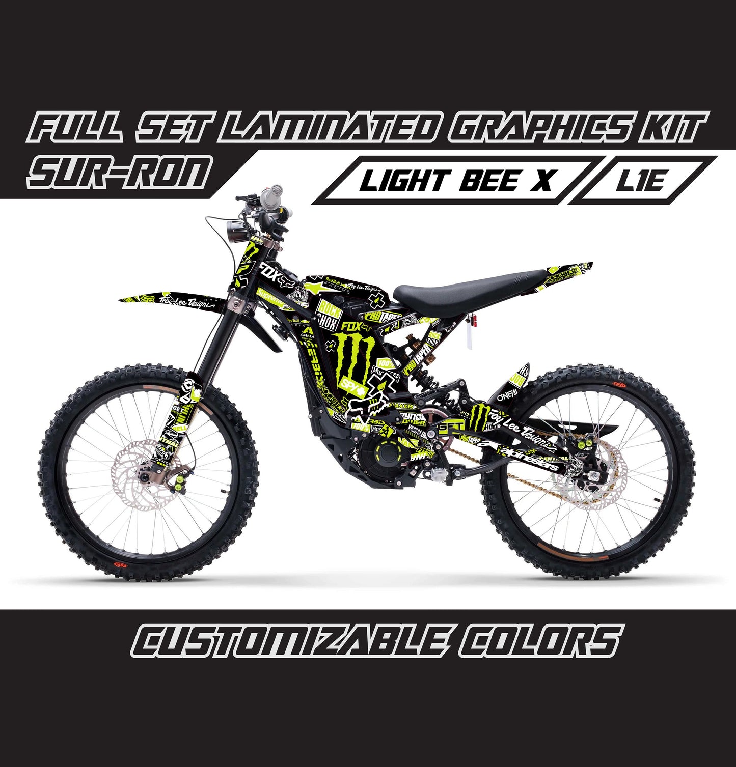 Sur Ron Light Bee X Graphics Kit - Lime Green Stickerbomb