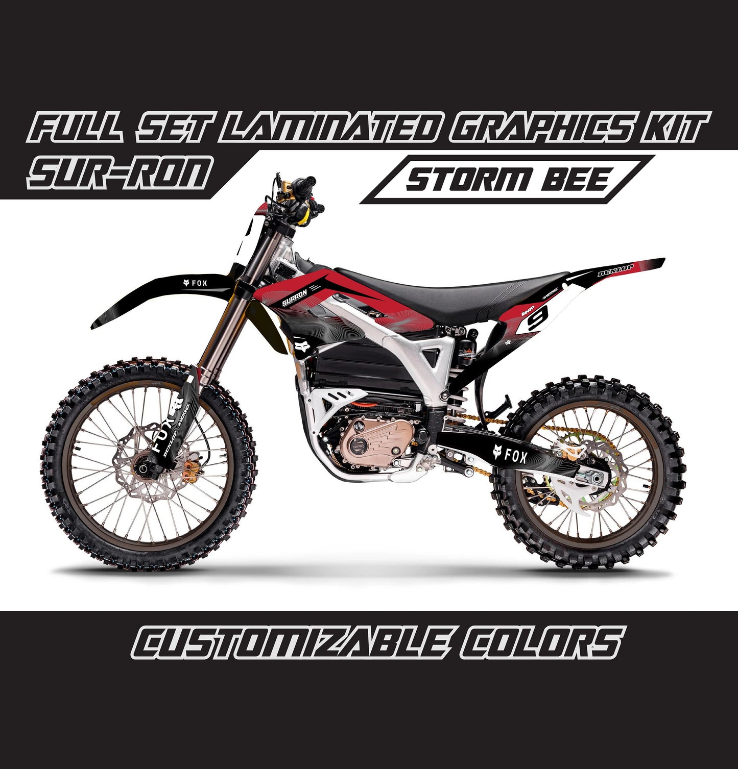 Sur Ron Storm Bee Graphics Kit - Red Gray Lines