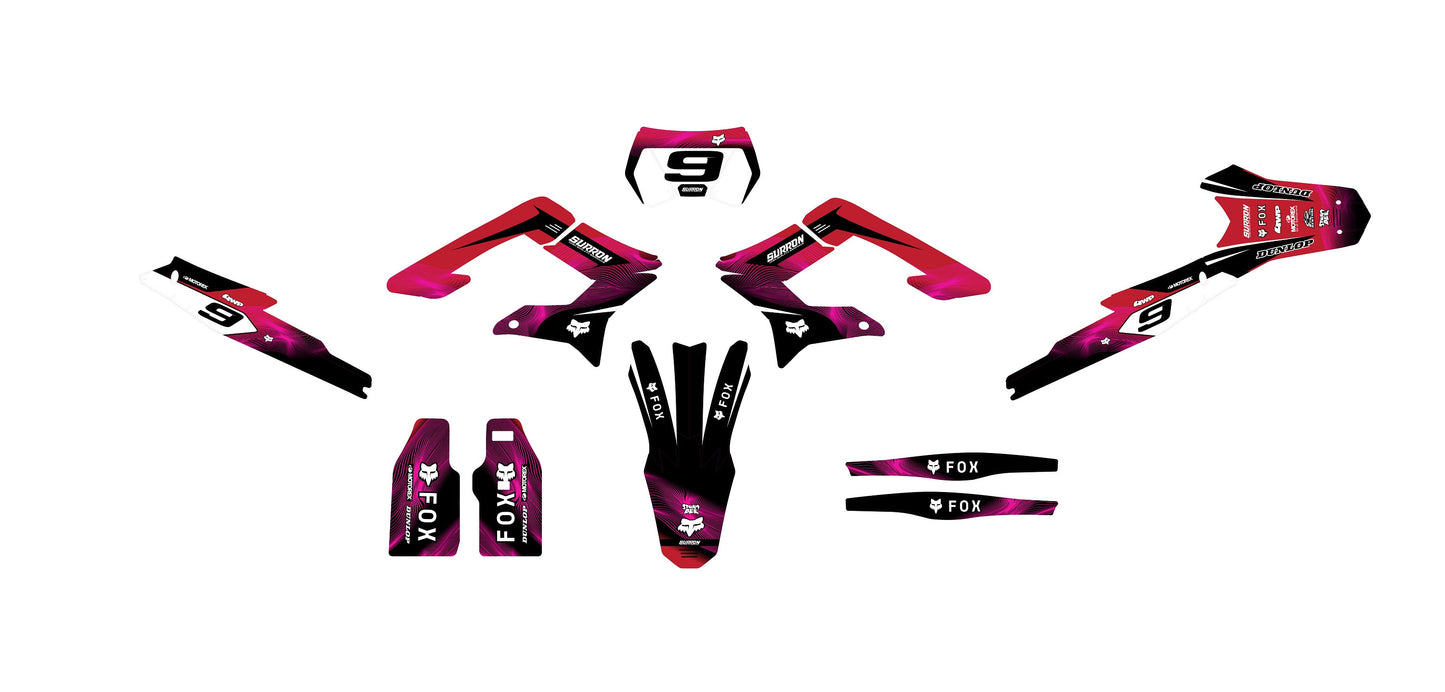 Sur Ron Storm Bee Graphics Kit - Red Pink Lines