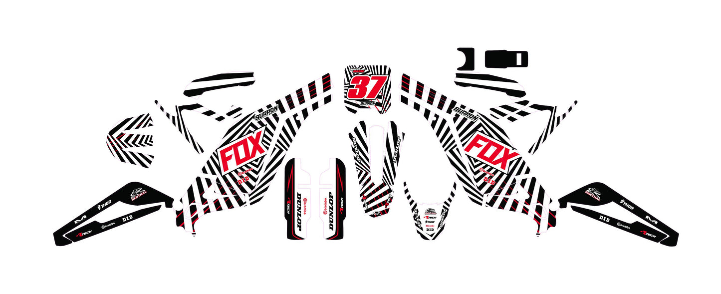 Sur Ron Light Bee X Graphics Kit - White Red Fox Lines