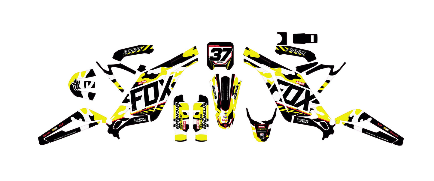 Sur Ron Light Bee X Graphics Kit - Yellow Camouflage Fox