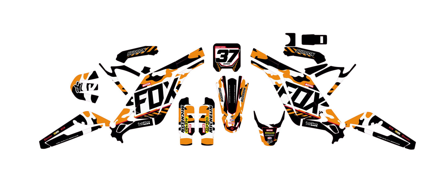 Sur Ron Light Bee X Graphics Kit - Orange Camouflage Fox