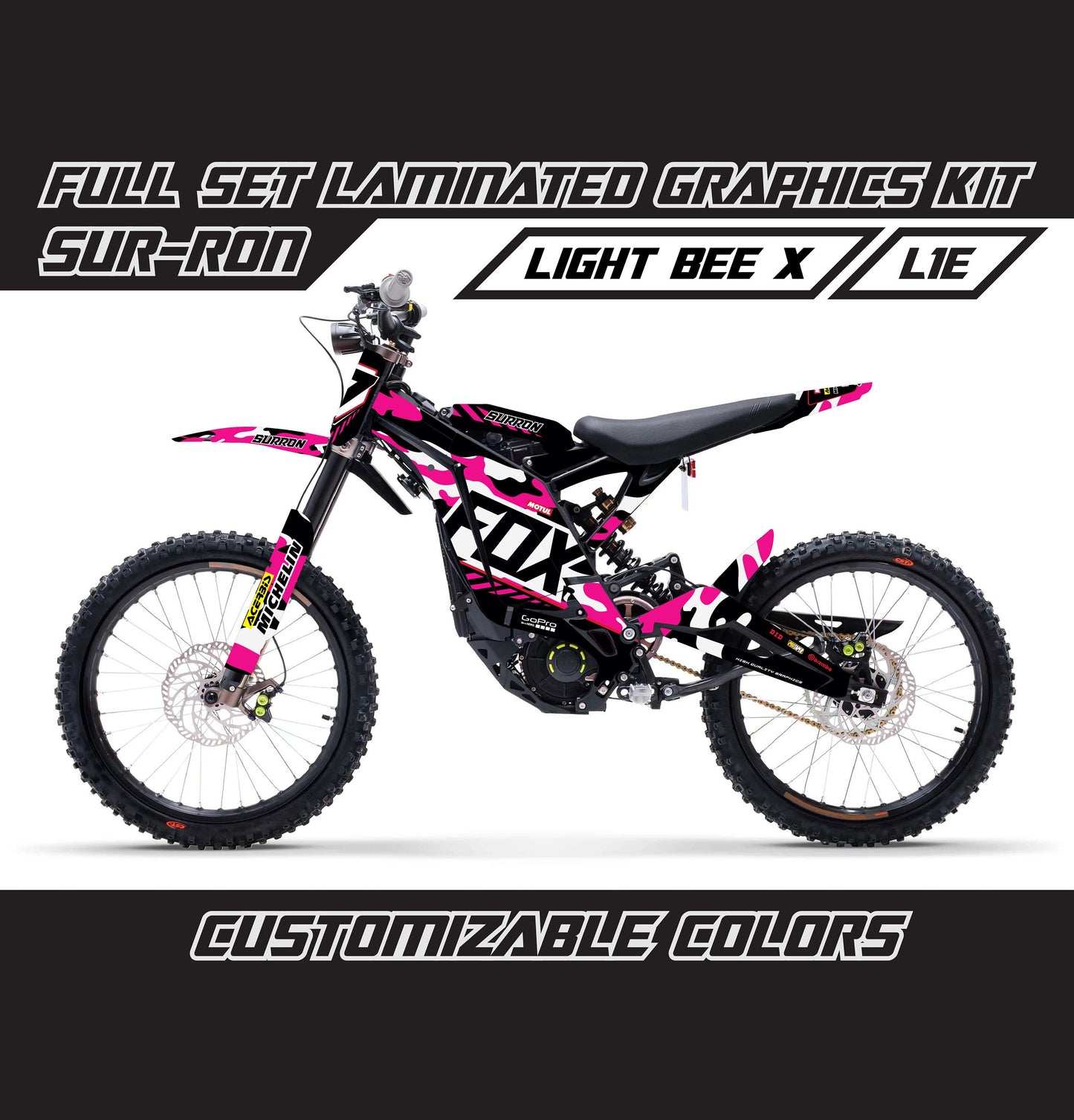Sur Ron Light Bee X Graphics Kit - Pink Camouflage Fox