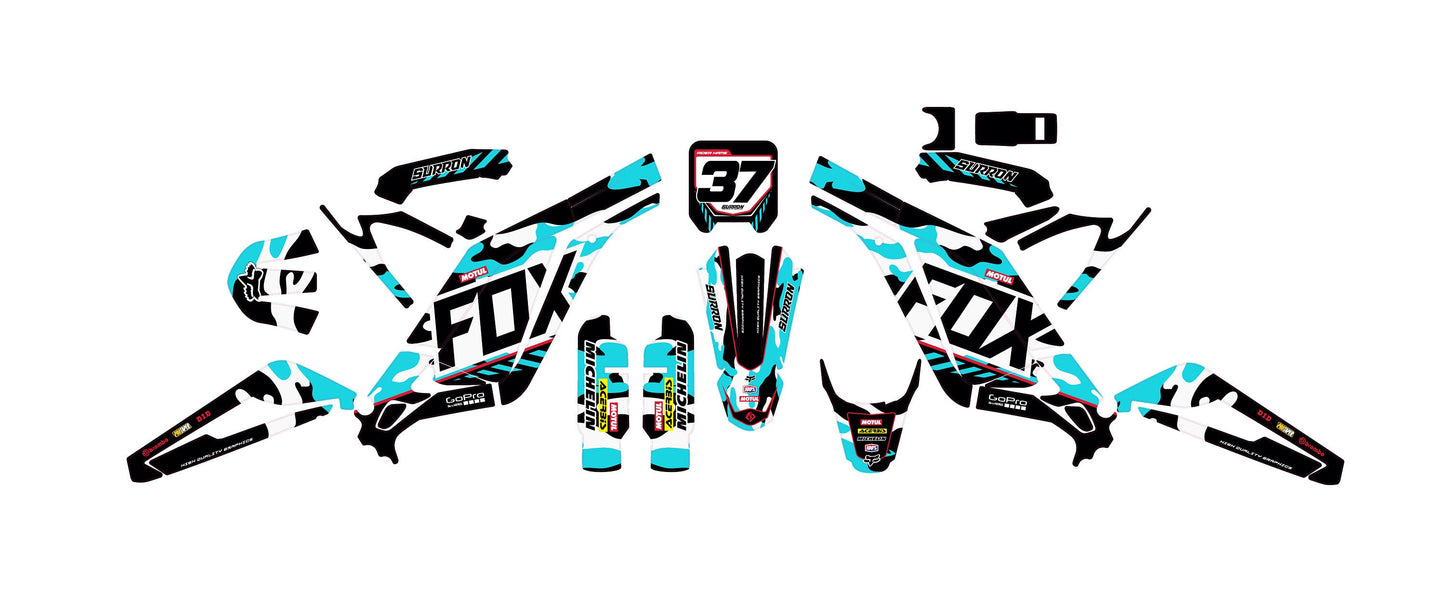 Sur Ron Light Bee X Graphics Kit - Sky Blue Camouflage Fox