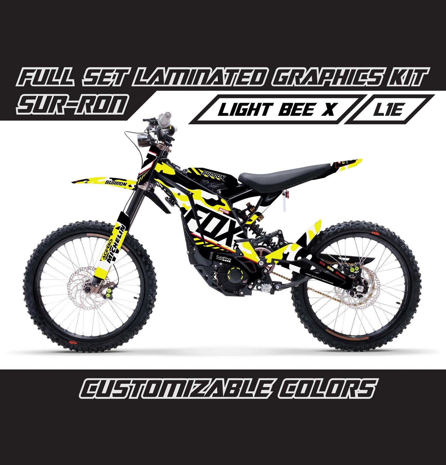 Sur Ron Light Bee X Graphics Kit - Yellow Camouflage Fox