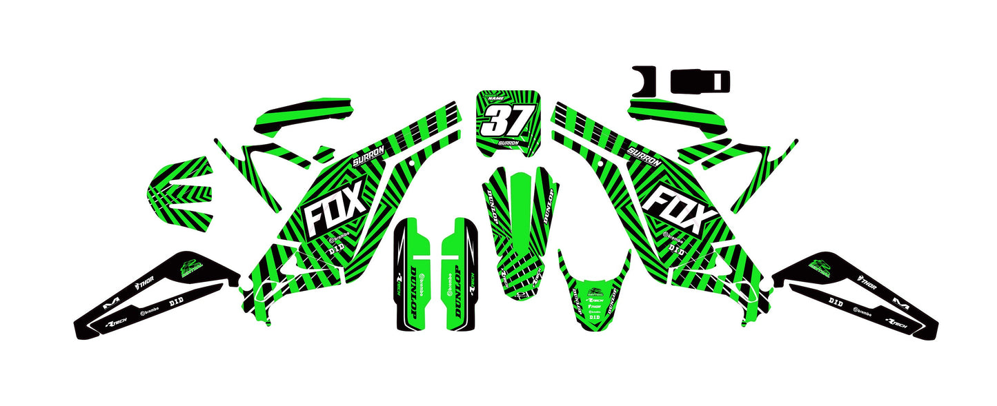Sur Ron Light Bee X Graphics Kit - Green Fox Lines