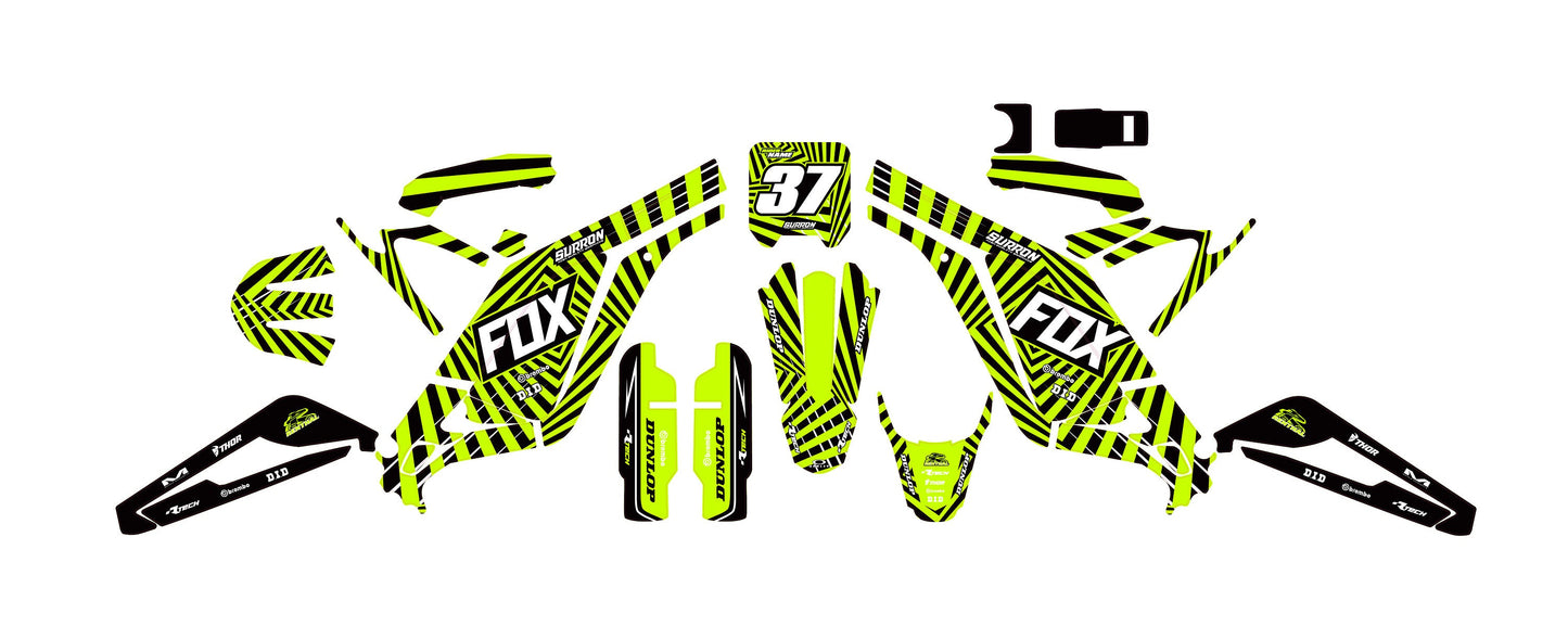 Sur Ron Light Bee X Graphics Kit - Lime Green Fox Lines