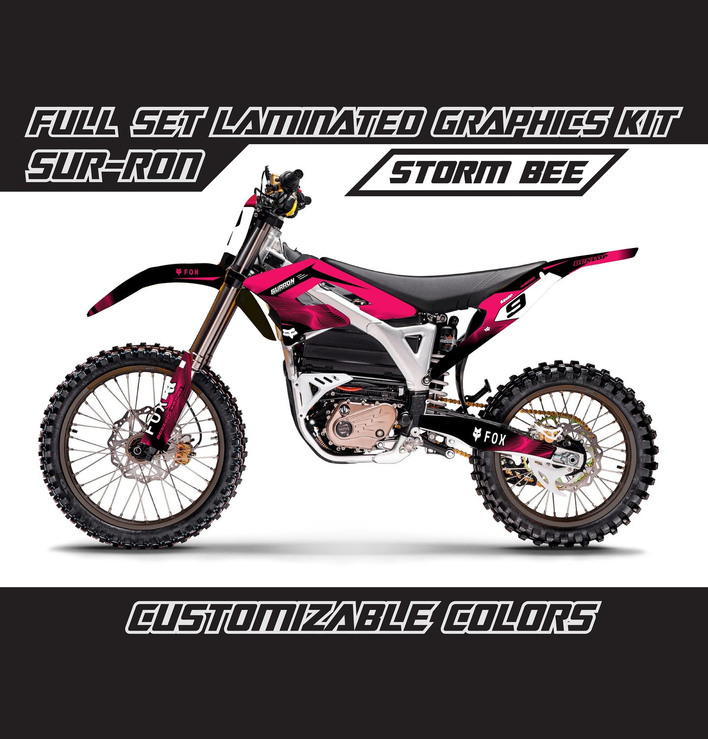 Sur Ron Storm Bee Graphics Kit - Hot Pink Lines