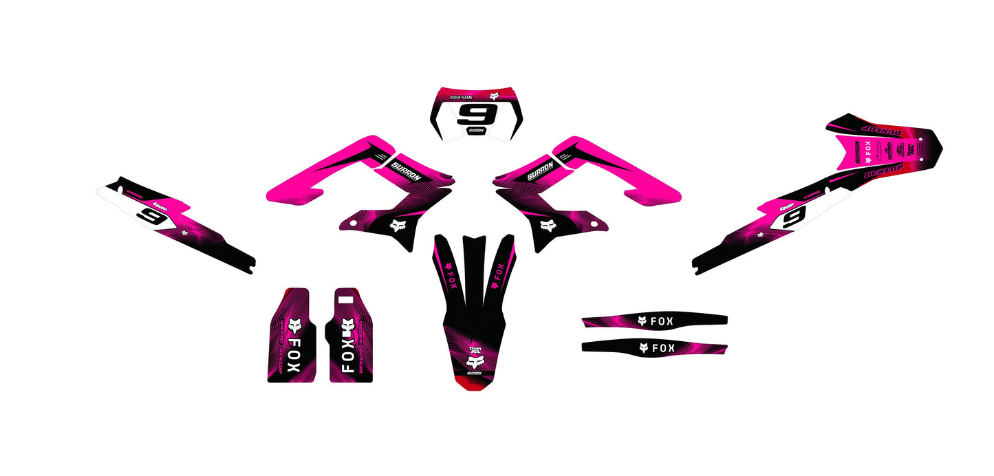 Sur Ron Storm Bee Graphics Kit - Hot Pink Lines