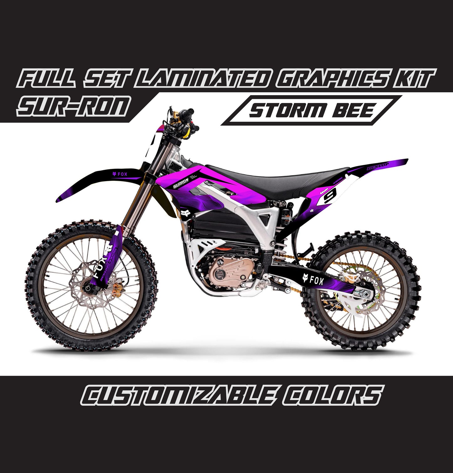 Sur Ron Storm Bee Graphics Kit - Purple Violet Lines