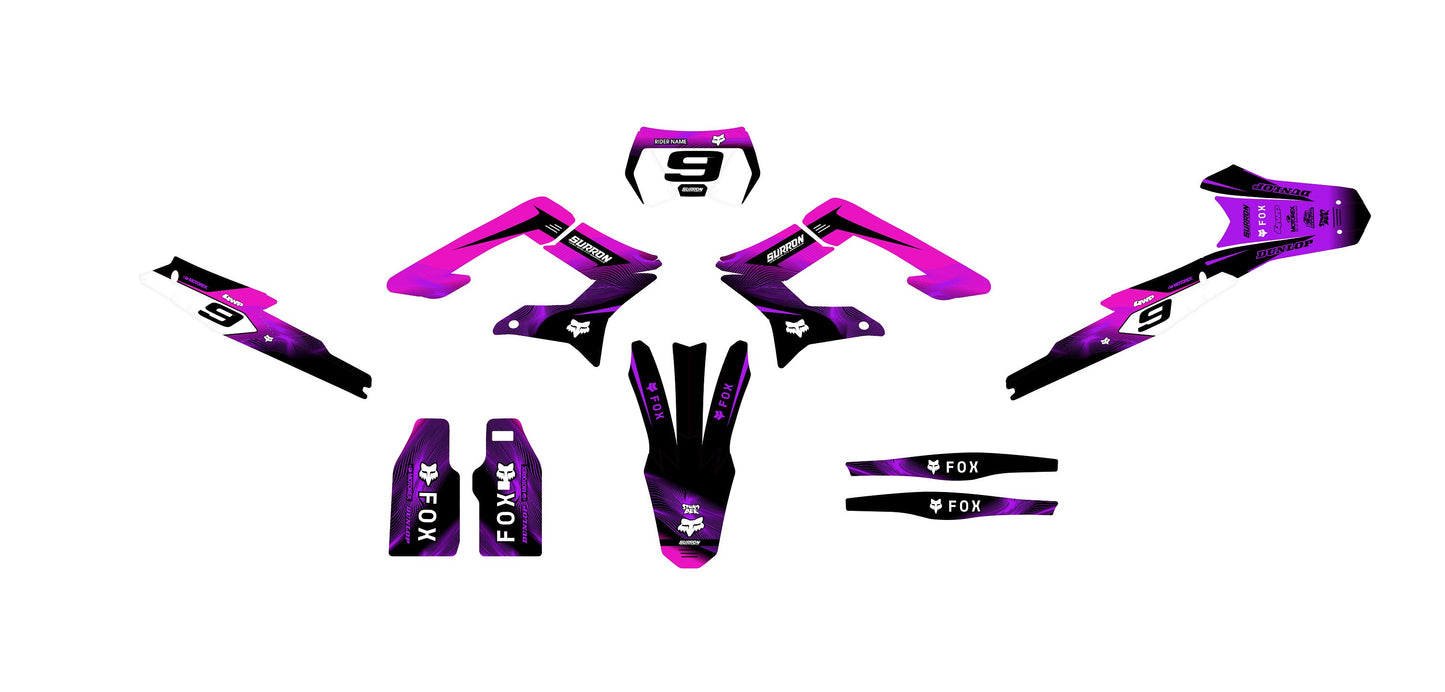 Sur Ron Storm Bee Graphics Kit - Purple Violet Lines