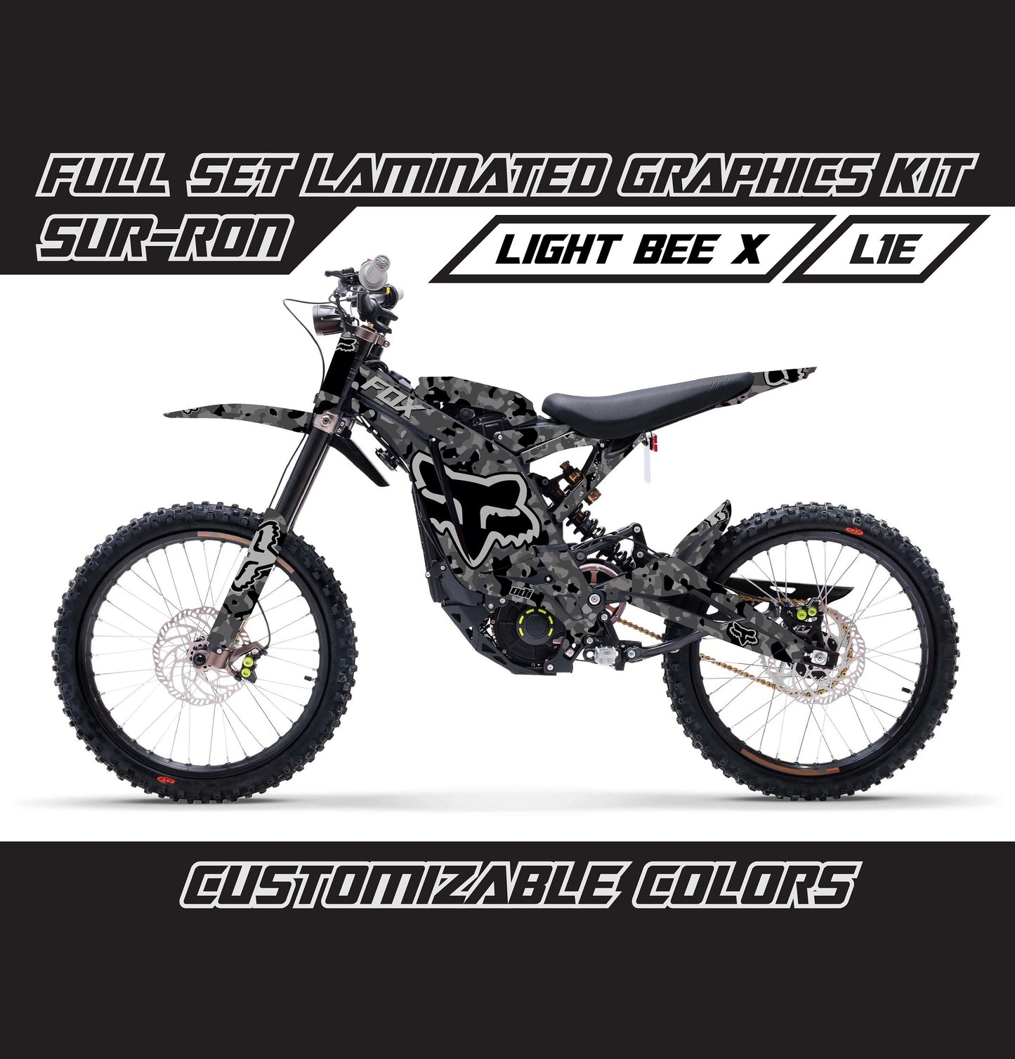 Sur Ron Light Bee X Graphics Kit - Gray Camouflage Fox