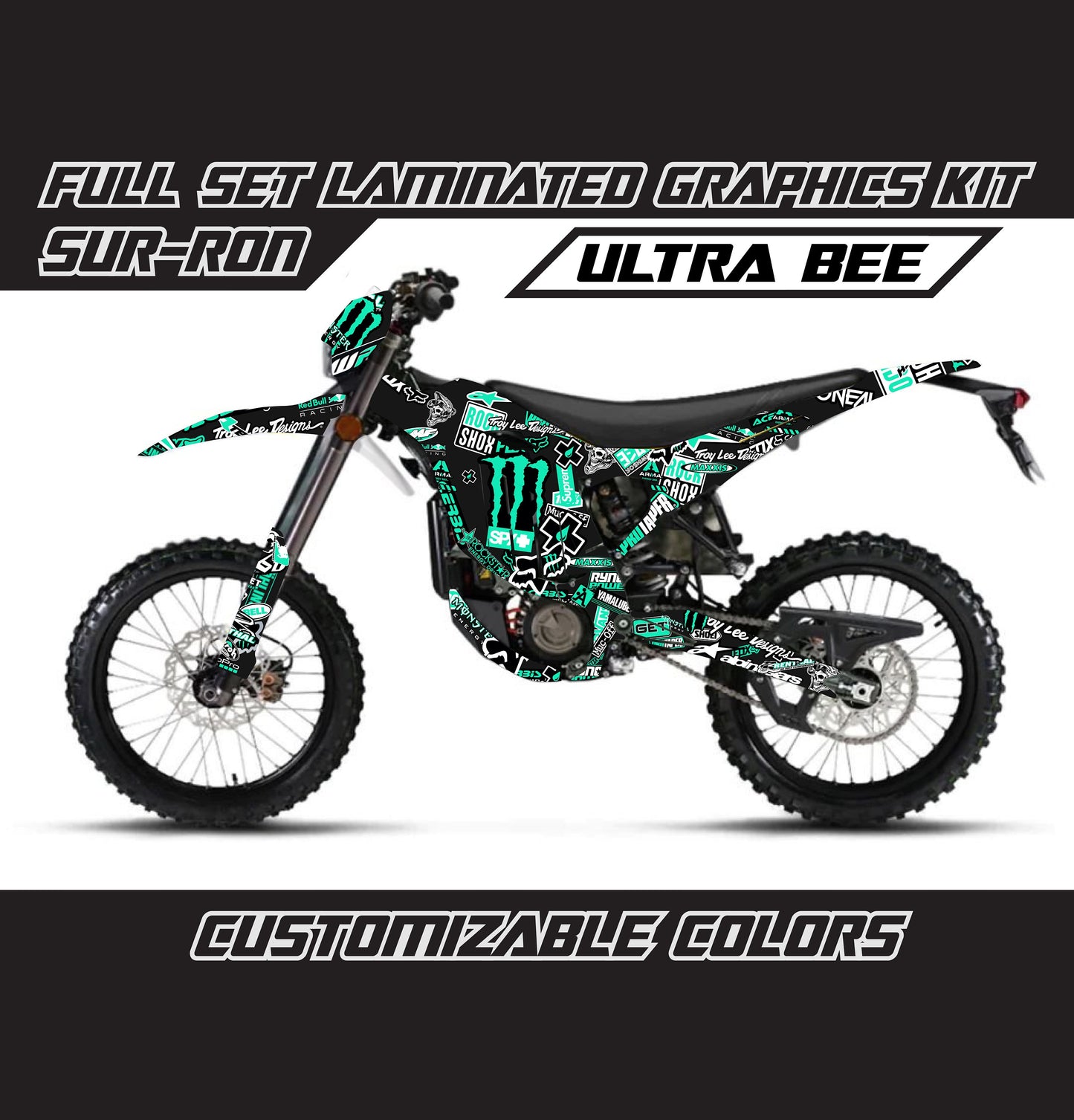 Sur Ron Ultra Bee Graphics Kit - Turquoise Stickerbomb