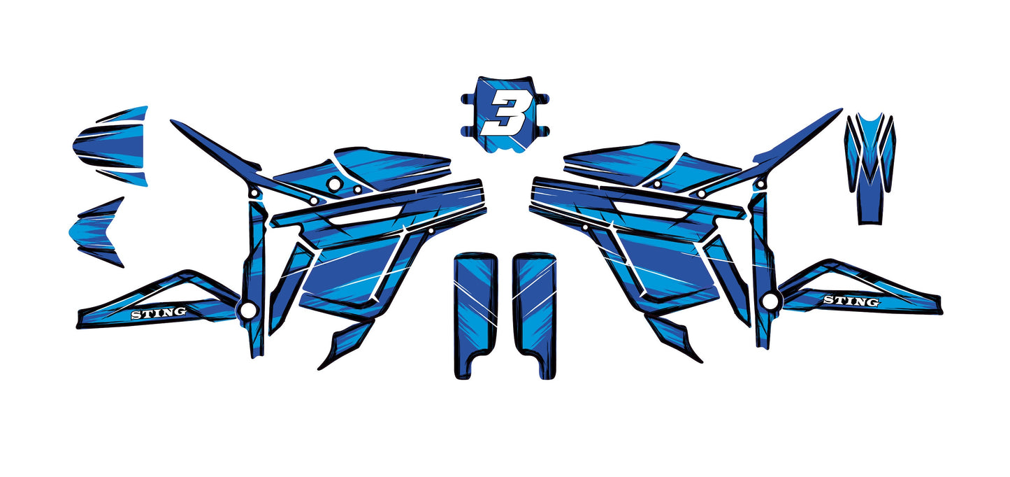 Talaria Sting Graphics Kit - Blue Cartoon Style