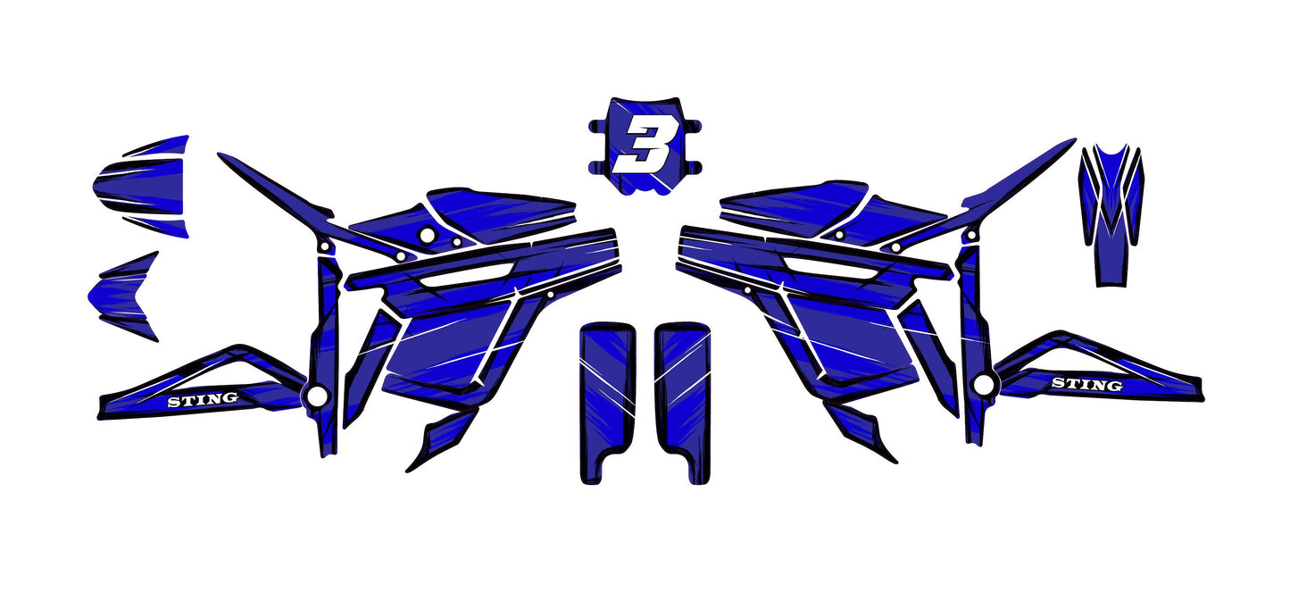 Talaria Sting Graphics Kit - Dark Blue Cartoon Style