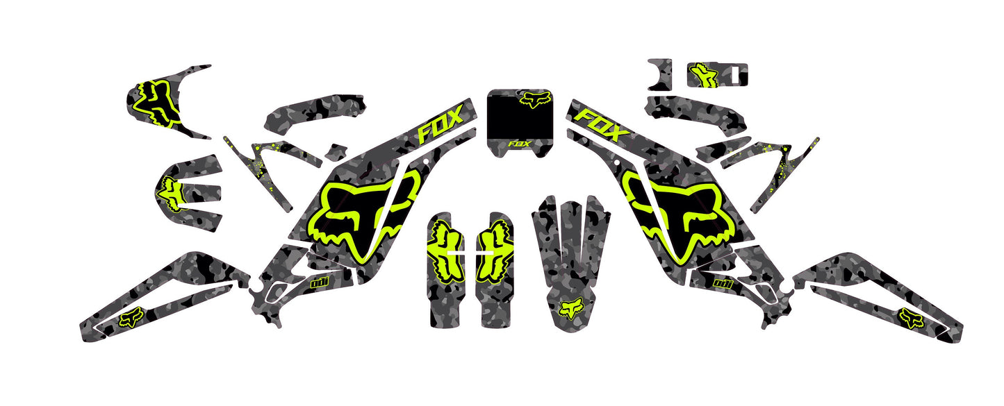 Sur Ron Light Bee X Graphics Kit - Lime Green Camouflage Fox